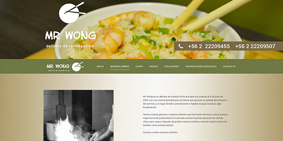 Página web de Mr Wong. Santiago de Chile